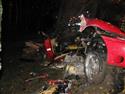 Havárie nového Ferrari do stromu u Prusinovic, foto THS