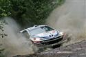 IRC Rusko :balvan za horizontem prorazil pneumatiku soutěžního speciálu Peugeot 207 S2000 Kopeckého