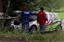 Horácká rallye 2009 - havárie Pantálka a Minaříka objektivem Míry Knedly jun.