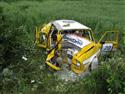 Rallye Radouň 2011 - havárie posádky Karásek Hrubý