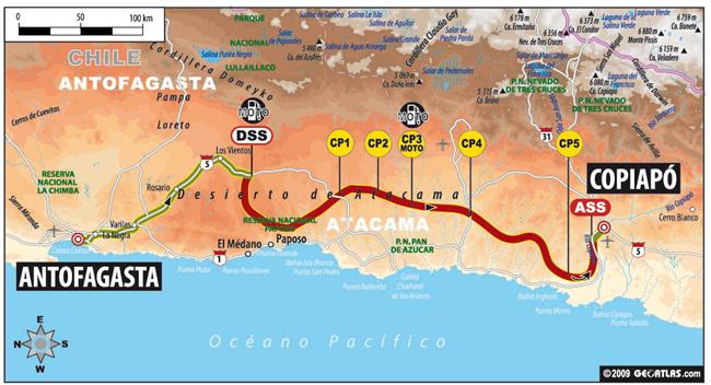 Dakar 2010 - mapky jednotlivch etap