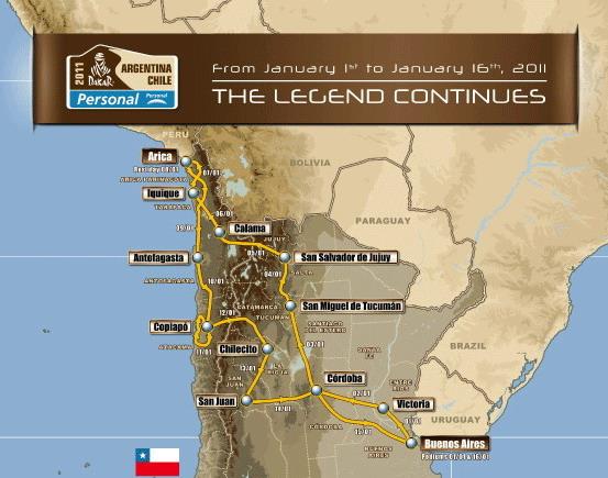 Mapka trasy Dakaru 2011