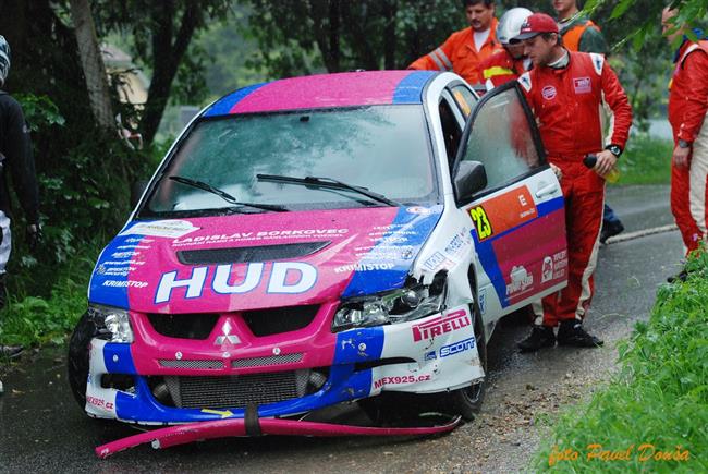 Navrtilec do sout David Komrek i  Igor Drotr v destce na Horck rallye 2009