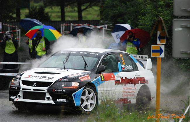 Navrtilec do sout David Komrek i  Igor Drotr v destce na Horck rallye 2009